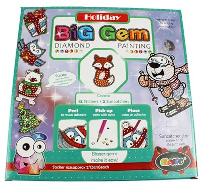 Pracht Creatives Hobby Diamond Painting Box Holiday, für 12 Sticker und 2 Fensterbilder mit festlichen Motiven, Bastelset zum Malen mit Glitzersteinen, für Kinder ab 8 Jahren