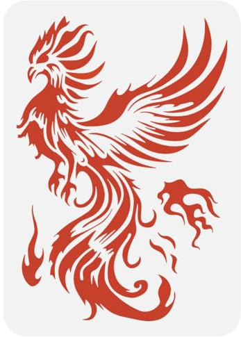 FINGERINSPIRE Große Phönix Schablonen 21x29.7 cm Feuervogel Malschablonen Fliegende Phönix Zeichenschablonen Mythische Phönix Schablonen Brillante Phönix Vorlagen Flammen Phönix Vorlagen