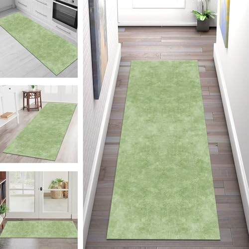 Teppich Läufer Lang Küche Flur Teppichläufer Rutschfest Waschbar Küchenläufer Teppichmatten Gelb-Grün Modern Schmutzfangmatte 60X120CM Meterware Flurteppich Wohnzimmer Schlafzimmer Küchenteppich