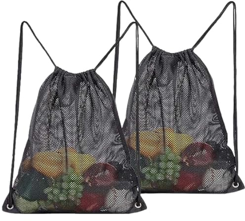 2 Pack Net Bag, 35 X 45 Cm Mesh Drawstring Backpack for Gym, Laundry, Beach, Swimming, Clothes, Travel, and Diving Goods Storage