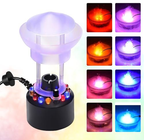 Vmxlso Macchina del Fumo Halloween, 12 LED Luci Mini Macchina del Fumo, Effetto Fumo Halloween, Fumo Finto Halloween, Macchina Nebbia Halloween con Paraspruzzi Rimovibile per Fontana, Laghetto