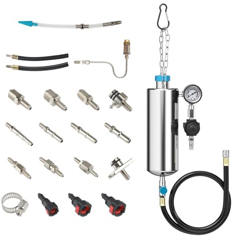 LUTIFIX C80 Kit d'outils de nettoyage pour injecteur de carburant, nettoyants pour systèmes d'injection de carburant, 1000 ml, 150 psi, outils de nettoyage sans démontage avec 20 adaptateurs pour