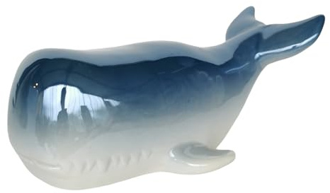 Goldbach Wal aus Keramik 24cm Figur blau glasiert Maritime Deko Dekofigur Keramikfigur Statue Tier Fisch Skulptur Objekt für Bad Badezimmer