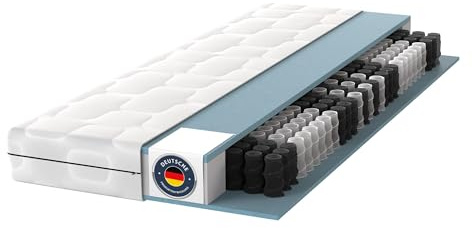 BMM Matratze 200x200 cm Ortho Medic Taschenfederkernmatratze Härtegrad H3/Öko-Tex Zertifiziert/ergonomische 7 Zonen Matratze Höhe 21 cm/Matratzen Deutsche Produktentwicklung