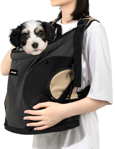 NATUYA Hundetragetasche für kleine Hunde, Haustier-Tragetasche mit gepolsterter Bodenmatte, 2 Reißverschlusstaschen, Reisen, Wandern, Haustier-Front-Hundetragetasche (Grau)