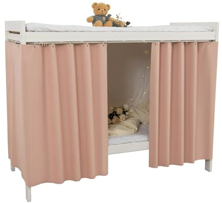 Teanea Strapazierfähige Verdunkelungsvorhänge für Etagenbett, Sichtschutz-Baldachin, Doppelgröße, für Zuhause, Wohnheim, 2 Paneele, Pink B