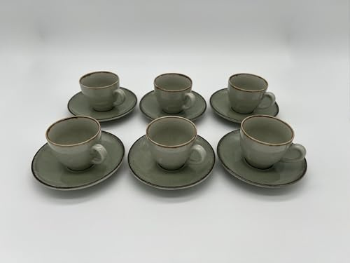 Homeparadise Mokkatassen Espressotassen Set 100% Porzellan 90 ml Kaffee Cappuccino mit Untertassen für 6 Personen 12 tlg. (Salbeigrün)