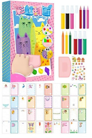 Gupcaqosjw Rainbow Dot Scratch Painting, Rainbow art scratch, Regenbogen Kratzbilder, Rainbow Pointillism Scratch, 20 Teilige Rainbow Scratch Painting, Rakel Kunst Malset, Kratzkunst Regenbogen Malset