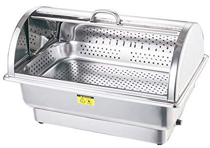 Poêle à buffet en acier inoxydable et plaque chauffante électrique, chauffe-aliments, convient pour les buffets, les restaurants, les fêtes, les événements, les banquets familiaux (B simple) (A doubl