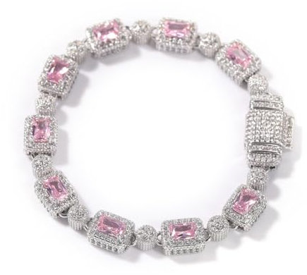 Chunky Iced Out Ketten für Männer Quadrat Rosa Cubic Zirkonia Diamant Tennis Armbänder, 18k Gold überzogene 8mm Tennis Link Kette Hip Hop Schmuck Geschenke für Frauen Frauen Freundin Hochzeit