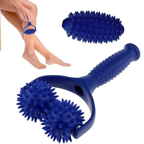 keyxer Igelball Massageroller mit 3 Wechselbaren Massagebällen: Selbstmassage-Rolle für Beine, Füße, Rücken & Arme - Faszienball mit Griffen gegen Muskelschmerzen, Massage Roller,Massageroller Beine
