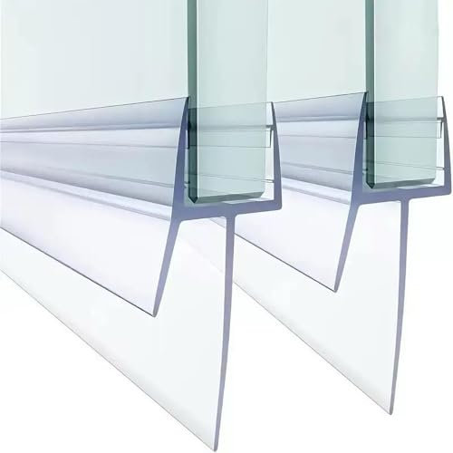 Honeyes Joint de douche pour portes en verre de 6 à 8 mm - Lèvre en caoutchouc extra épaisse (12 mm) - 100 % étanche et durable - Montage facile - Convient pour toutes les douches et baignoires (lot