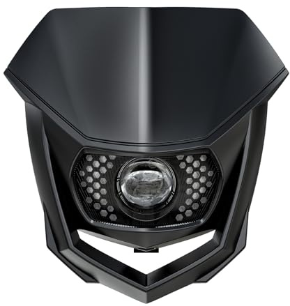 SZDPC Universal Motorrad LED Scheinwerfer mit Tagfahrlicht, kompatibel mit KTM Enduro Supermoto EXC Dirt Bike (Schwarz)