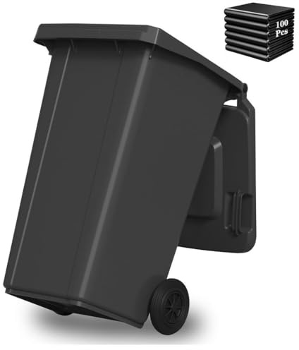 UCKYSU Contenedor Basura Con Ruedas For Exteriores Con Tapa Ruedas Gran Capacidad Duradero For Patio Terraza Carretera(Black,80L)