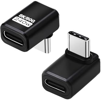 Duttek USB C 90 Grad Adapter 240W,80Gbit/s,8K@60Hz, kompatibel mit Thunderbolt 5 Kabel, Typ C Verlängerungskabel für Steam Deck, MacBook, Smart Tablet und Smartphone, 2Pack