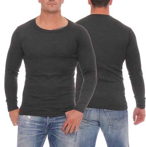 Cocain underwear 2er Set Herren Thermo-Unterwäsche; Hemd/Hose-Set oder 2 Stück Lange-Unterhemden oder 2 Stück Lange-Unterhosen (2 Unterhemden Anthrazit, 4XL)