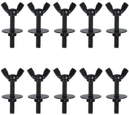 Pastlla 10 viti a farfalla M5 da 0,85 x 30 mm, in acciaio inossidabile 304, con 10 dadi e 10 piastre rotonde in acciaio, viti ad alette per apparecchiature elettroniche (M5, nero)