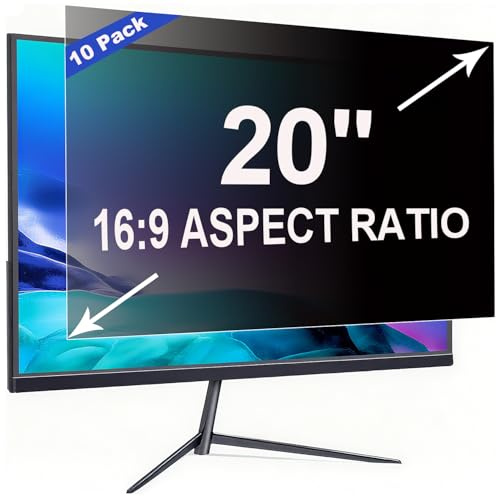 RUORD 10 Stanze Pellicola Privacy 20 Pollici 16:9 (44.2x24.9cm) Monitor - Filtro Privacy Schermo Luce Blu & Anti-Riflesso, Rimovibile | Filtro Privacy PC per Ufficio