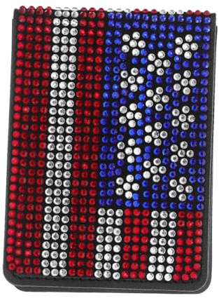 SAFIGLE Glitter American Flag Car Id Card Holder Stain-Resistant Registration Organizer with Rhinestone Luxury for Women Men Teens Vehicle Interior Accessory