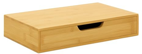 AD.CON Wandregal aus Bambus mit Schublade Hängeregal fürs Schlafzimmer Wohnzimmer oder Flur Regal mit Stauraum Wandboard 40x24x8cm Natural