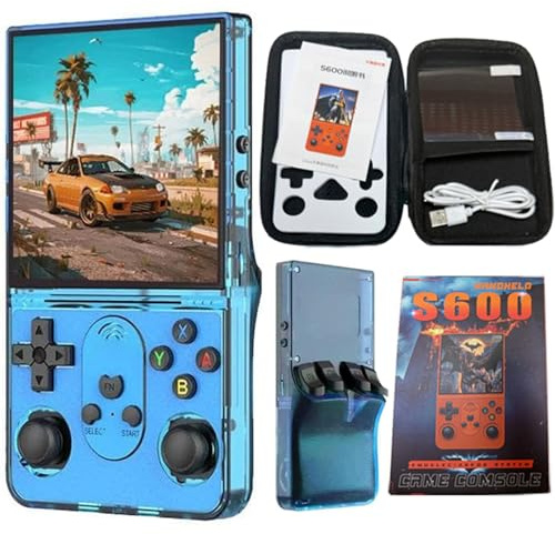 Prede Retro Portable Game Console S600-64G/128G, Cortex-A35 Quad-Core, Écran IPS 4.0 720x720, Batterie 3500mAh, Console De Jeu Vidéo Portable-Blue||64GB