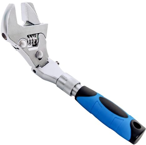 LIZEALUCKY Clé à molette Flexhead 10, clé à cliquet de 12 pouces avec tige d'extension rétractable, tête rotative à 180 degrés