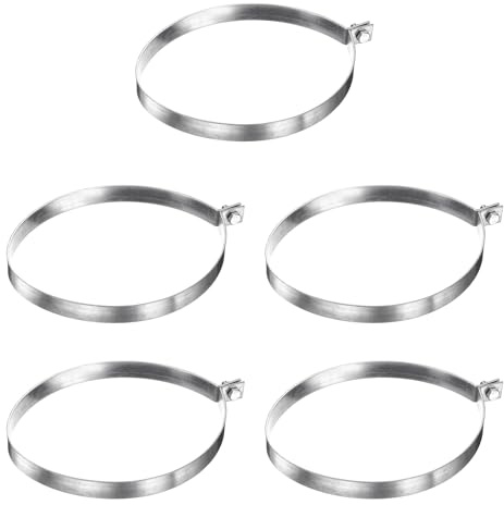 sourcing map 5Pcs Brace Bands Chain Link Fence, Galvanized Steel Tension Bands with Bolts & Nuts for 8-5/8 Chain Link Post, Pipe, Gate, Fences Panels, Silver