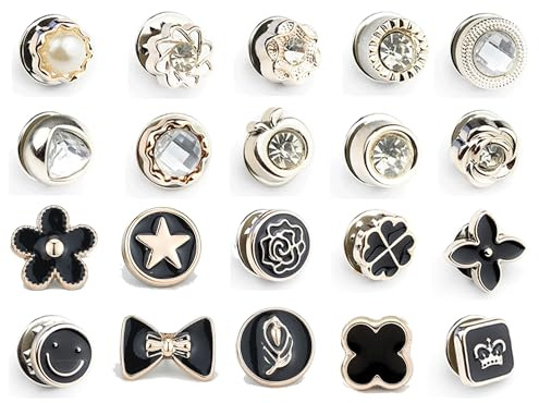 20 Detachable Brooch Buttons – No Sewing Required, for Jeans, Shirts, Sweaters & DIY Decoration