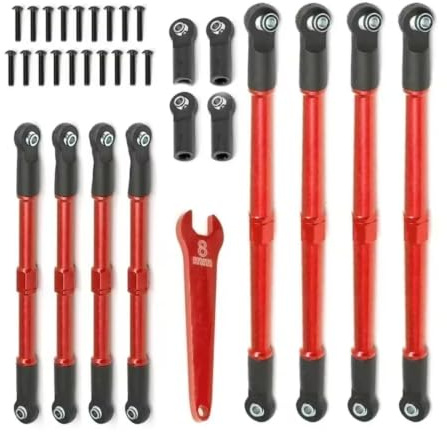 Tenditore Collegamento A Stelo Ricambi Per Traxxas Per Summit Revo2.0 1/10 | Parti auto RC con collegamenti punta dell'asta spinta allineamento preciso sospensioni camion 1/10(Red)