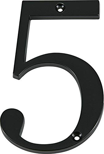 Distinctions 843145 House Number 5, Black Zinc Flush Mount Address Number, Modern Outdoor Address Sign for Front Door, Mailbox, Wall, or Plaque, 4 Inches
