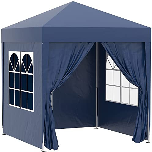Outsunny 2 x 2 m Garden Pop Up Gazebo with Sidewalls Water Resistant Blue