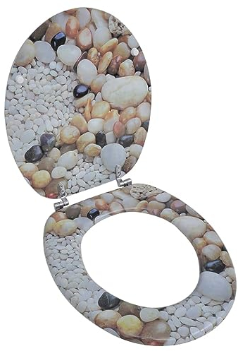 vidaXL Abattant de WC avec Couvercle Design Galets Cuvette de WC Toilette
