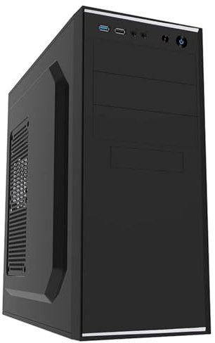 CiT Jet Stream Midi Case with Silver Stripe and 500 W Power Supply - Black,41.20 x 41.20 x 18.00