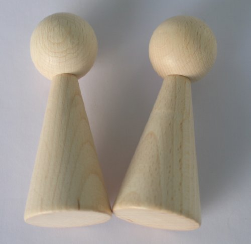 Figurenkegel aus Holz 102mm hoch, 7 Stück