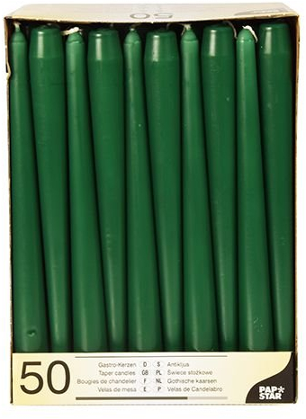 PAPSTAR 50 Leuchterkerzen Ø 2,2 cm 25 cm dunkelgrün