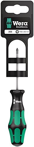Wera 05100055001 355 PZ SB Tournevis pour vis cruciformes PZ, PZ 0 x 60 mm, Noir/vert