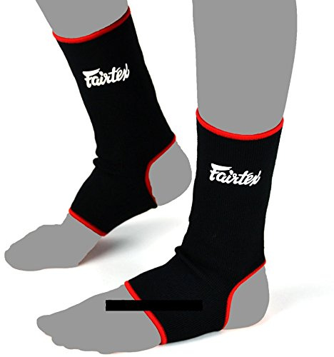Fairtex Fussbandagen AS1 - Black/Red - Fußgelenkbandagen, Knöchelschoner Muay Thai Kampfsport