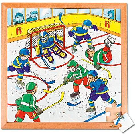 Wiemann Lehrmittel Holzpuzzle für Kinder, Verschiedene Sport-Motive, 64 Teile (Eishockey)