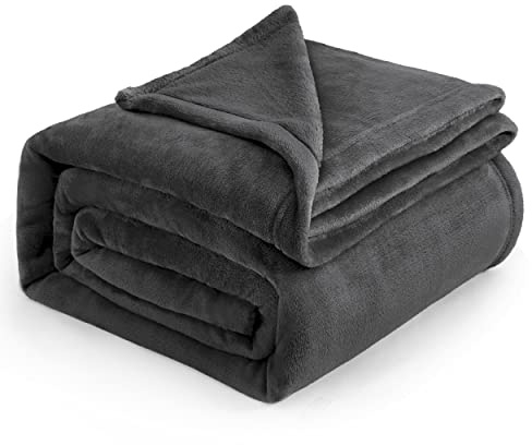 BEDSURE Kuscheldecke Flauschig Decke Fleecedecke - 220x240cm, Dunkelgrau | Weich Wohndecke, Wohn- & Kuscheldecken Sofa überwurfdecke, Tagesdecke, Sofadecke, Couch Blanket, Geschenke für Frauen