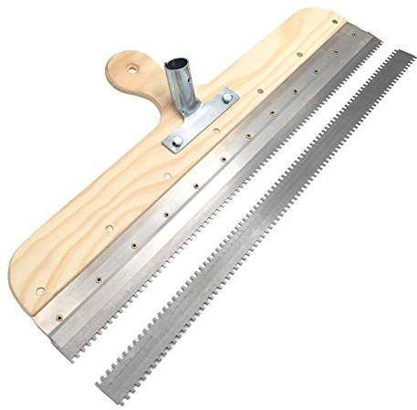 DEWEPRO® Großflächenrakel - Stehrakel gezahnt mit Steckvorrichtung - Breite: 560mm - Zahnbreite: ca. 2mm, Zahnhöhe: ca. 4mm, Zahn-Lückenbreite: ca. 4mm - inkl. Ersatzzahnleiste