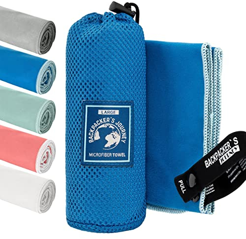 Backpacker's Journey asciugamano microfibra in S M L XL. Set di asciugamani microfibra Mare, ad asciugatura rapida, assorbenti e antibatterici