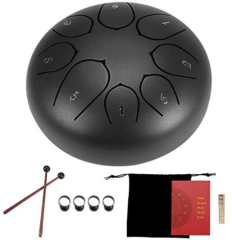 Hitechlife Stahl-Zungentrommel-Set, 15,2 cm, 8 Töne, Handtrommeln mit Trommelschlägeln, Tragetasche, Perkussionsinstrumente für Yoga, Meditation
