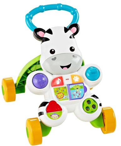 Fisher-Price Zebra Primi Passi Spingibile, Giocattolo Elettronico Educativo con Musica e Suoni, per Camminare, per Bambini di 6+ Mesi, Italiano Imballaggio Sostenibile, HBB66