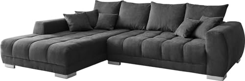 DELIFE Sofa Josea Mikrofaser Schwarz 300x220 cm Recamiere Links Ecksofa