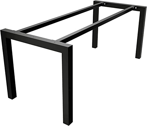 MetaloPro Tischbeine Metall – Rechteckiger U-förmiger Tischrahmen aus Stahl mit Verbindungsstreben und Schrauben, Bodenschonern, Modernes Industriedesign für Esstische, Couchtische – 180 × 70 cm