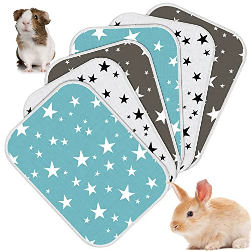 6er Pack Saugfähige Meerschweinchen Käfig Einlagen Wiederverwendbare PIPI Pads Waschbare Urin Unterlagen wasserdichte Urin Pads Kätzchen Welpenmatten für Kleintiere, 3 Stile (13 x 18 Zoll)