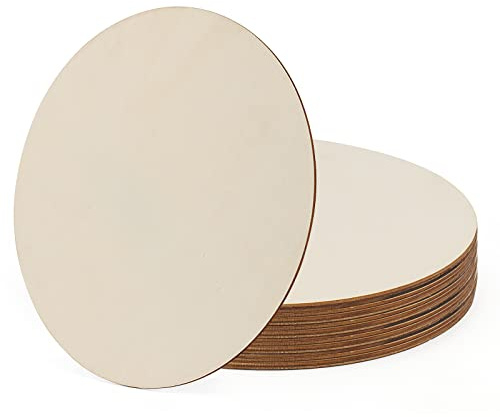 JAPCHET 20PCS 10 Inch/25cm Wood Circles, Unfinished Blank Wood Rounds, Wooden Cutouts for Crafts, Sign Plaque, Home Decor