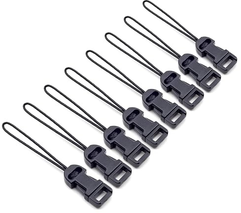 Padwa Lifestyle 8 Pcs Black Quick Release Camera Strap QD Loops Connector Adapter - Camera Quick Release Clip Compatible for All Compact Digital Cameras,Binoculars, Drone Remote Control and USB Stick