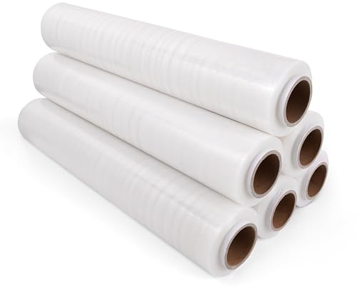 Inoverse Film Étirable Transparent à la Main – 6 Rouleau 40 cm/900 g pour Meubles et Déménagement, Film d’Emballage sur Rouleau