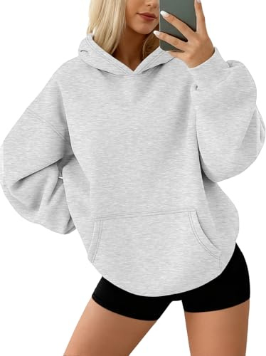 AUTOMET Hoodies for Women Oversized Sweatshirts Fall Fashion Outfits 2025 Pullover Fleece Casual Sweaters Winter Y2k Clothes Grey XL